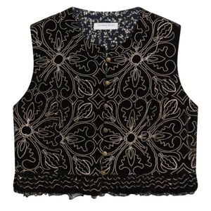 MAISON HOTEL MARCELINE VEST in Night Lilly Nero Odette Embroidered size medium